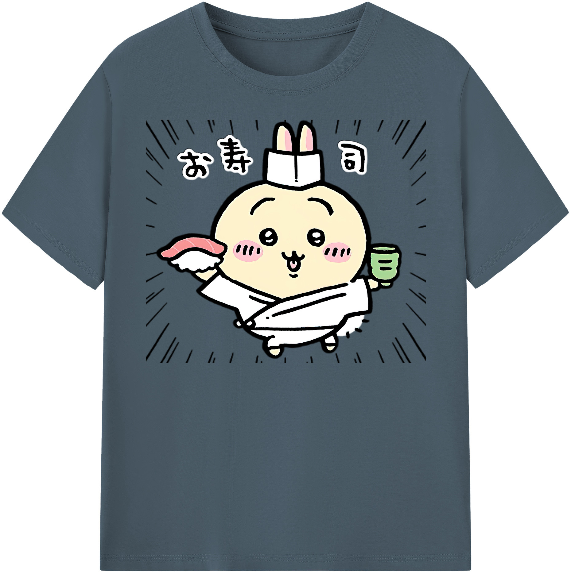 （画像用） ちいかわ うさぎ Chii-kawa usagi 綿100％半袖Tシャツ（フロントプリント）